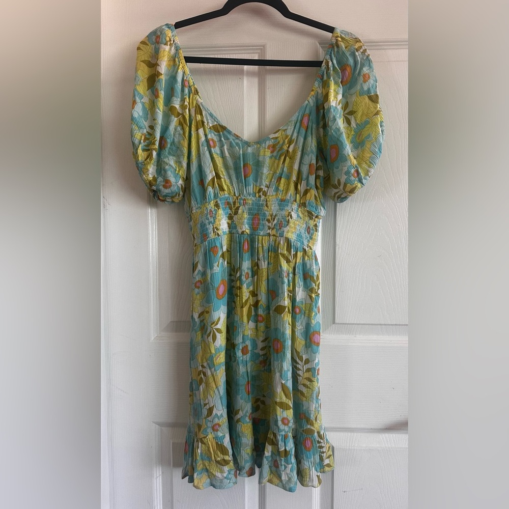 Billabong Floral Women’s Mini Dress in Aqua, Olive, and Coral